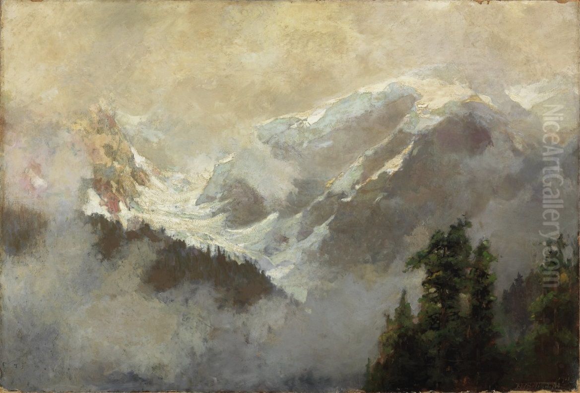 Brumes sur les glaciers des Selkirks Oil Painting by Frederic Marlett Bell-Smith