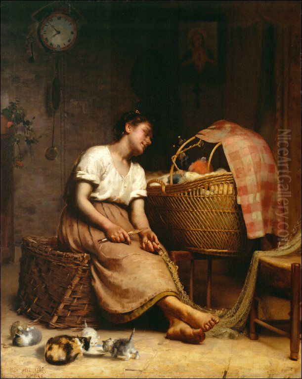 L'amour maternel Oil Painting by Paul Peel