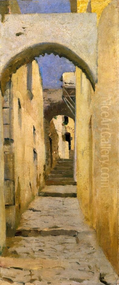 Street of Capri II Oil Painting by Henrique Pousao