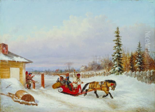 La barriere de peage Oil Painting by Cornelius David Krieghoff