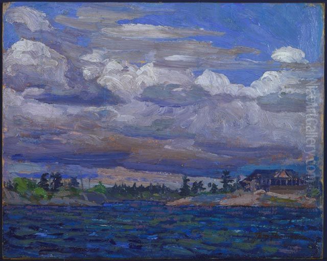 Cottage on a Rocky Shore Oil Painting by Tom Thomson