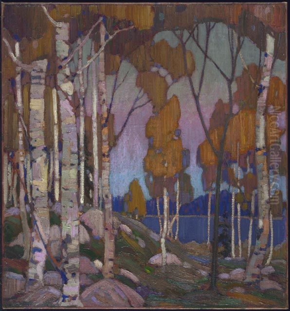 Decorative Landscape, Birches Oil Painting by Tom Thomson