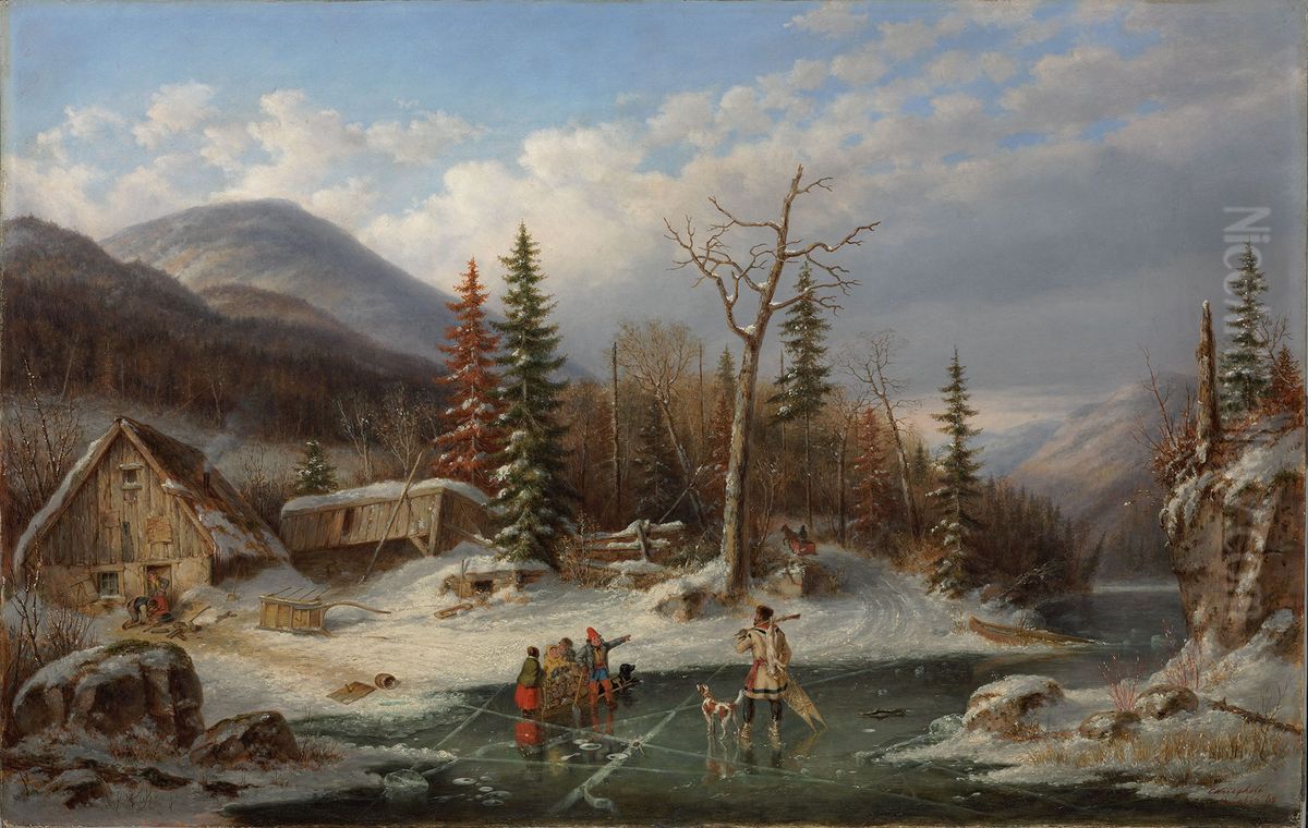 Paysage d'hiver, Laval Oil Painting by Cornelius David Krieghoff