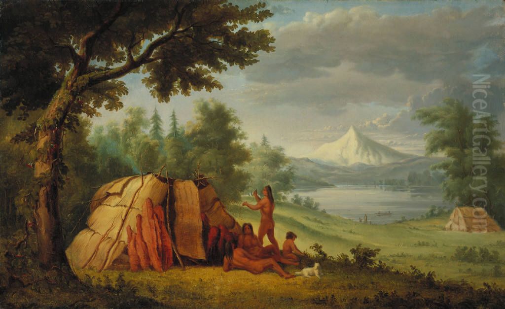 Chinooks devant le mont Hood Oil Painting by Paul Kane