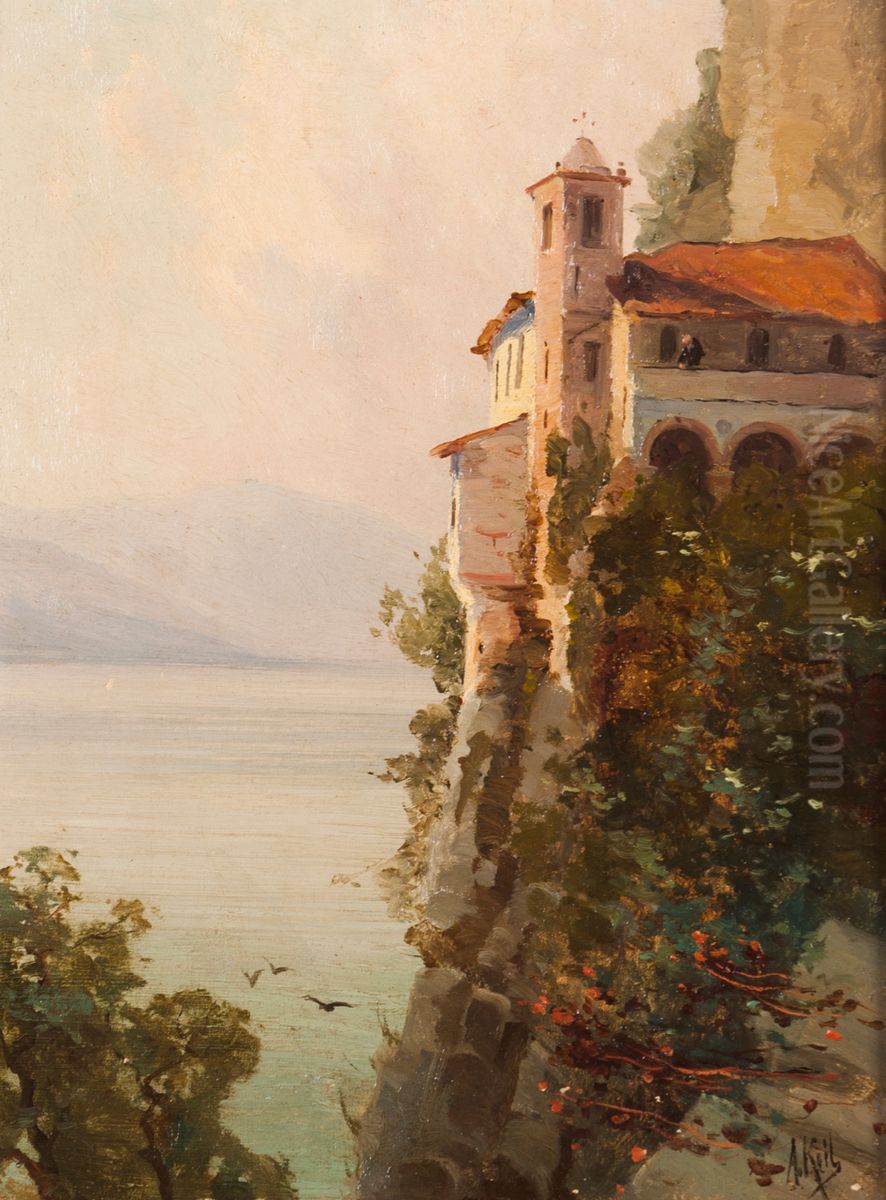 Convent of Saint Catherine at Lake Maggiore Oil Painting by Alfredo Keil