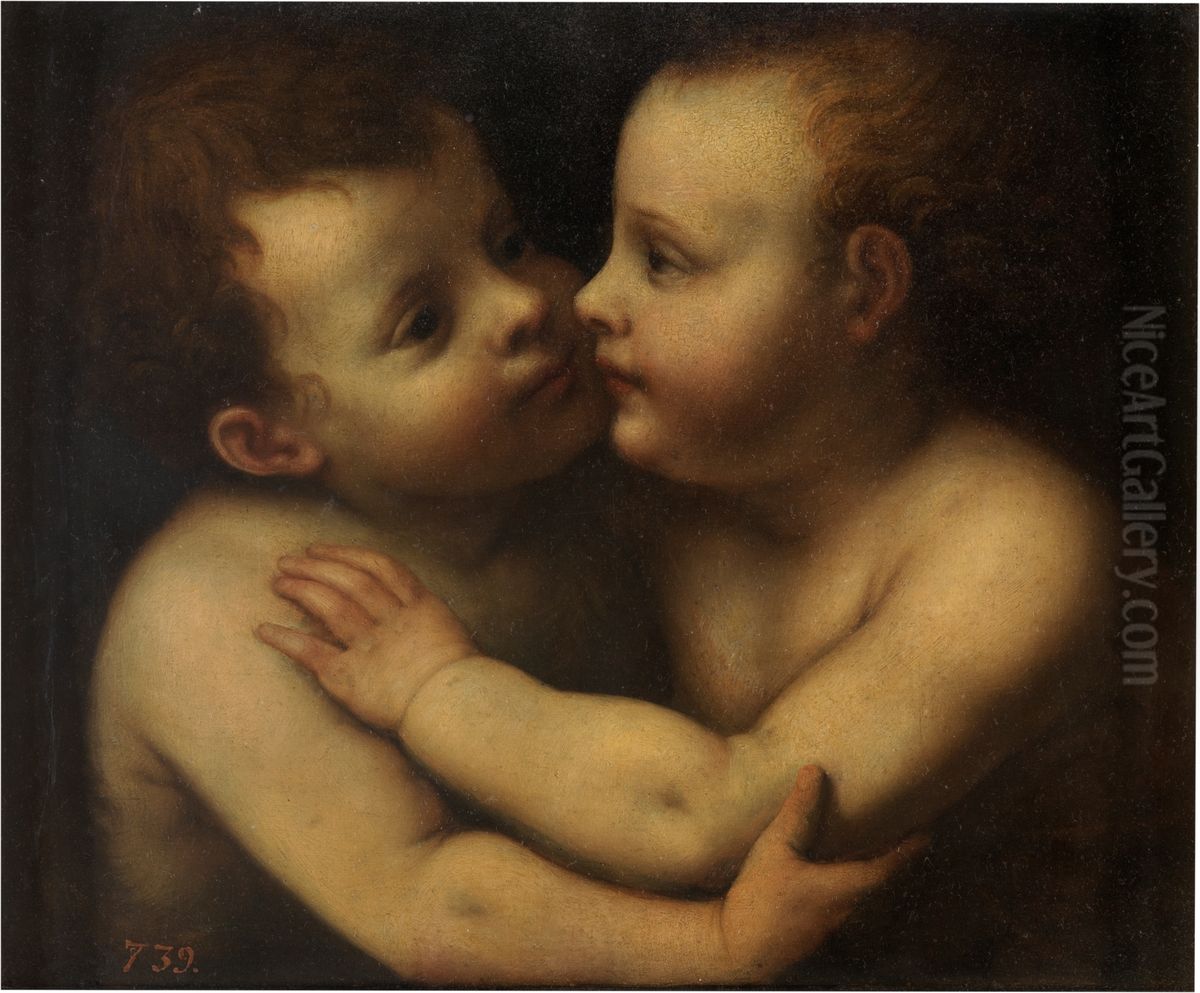 The Infant Christ and St John the Baptist Oil Painting by Bernardino Luini