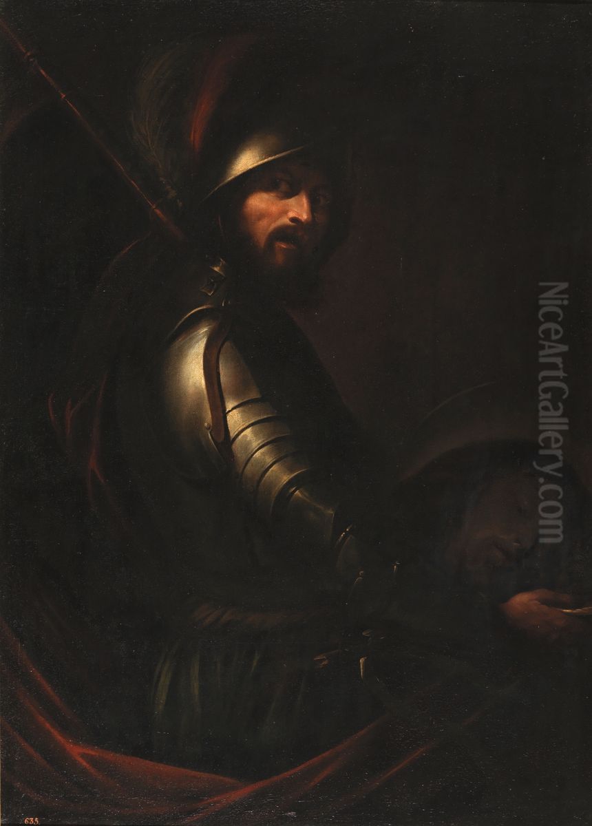 Soldado portador de la cabeza del Bautista Oil Painting by Bartolomeo Manfredi