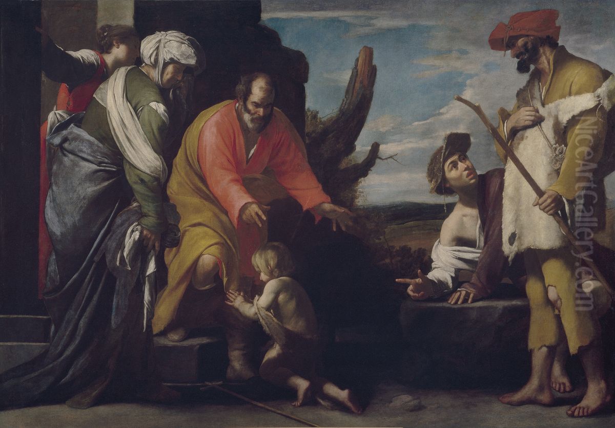 Saint John the Baptist says goodbye to his Parents Oil Painting by Massimo Stanzione