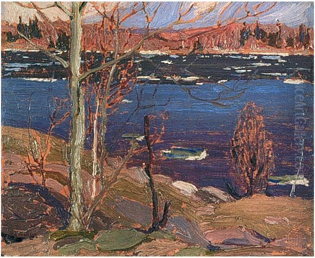 Sketch for Spring Ice Oil Painting by Tom Thomson