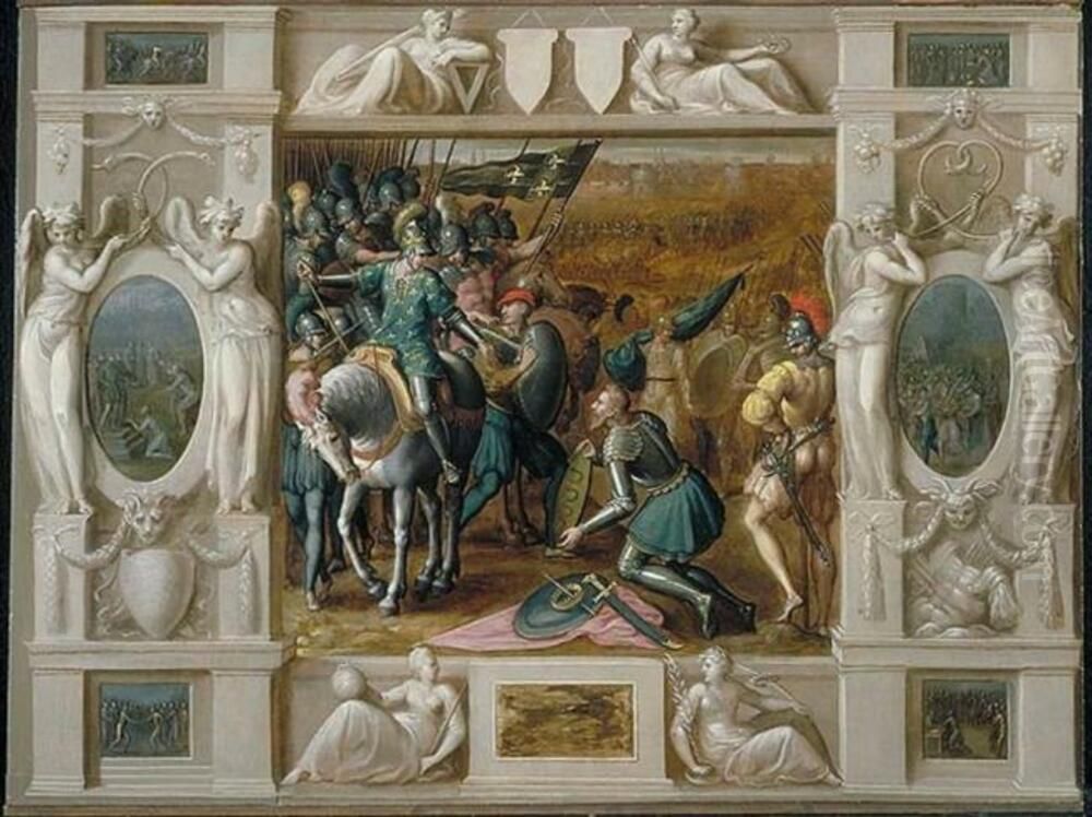 La soumission de Milan a Francois Ier Oil Painting by Antoine Caron