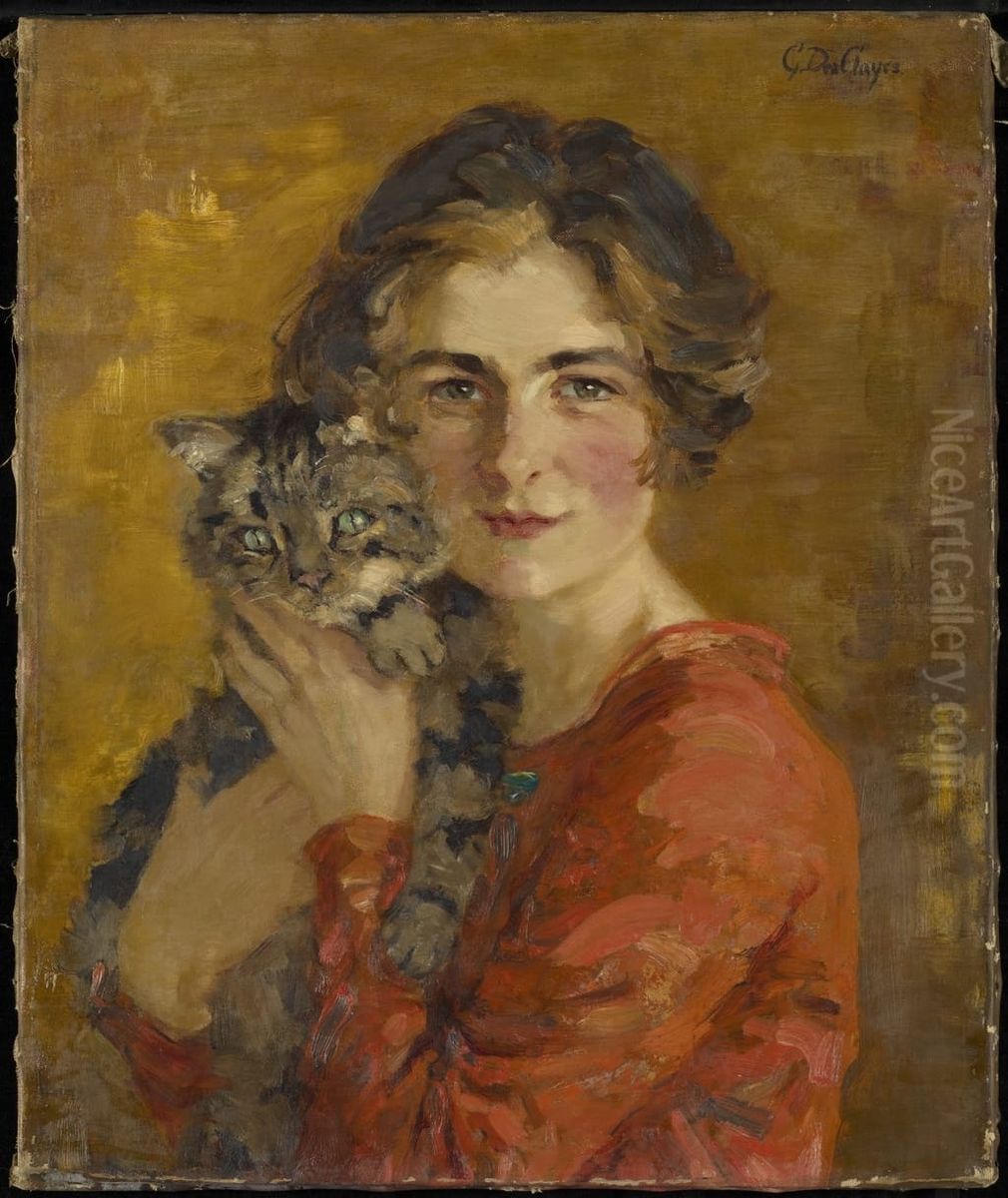 La Femme et le chat Oil Painting by Gertrude Des Clayes