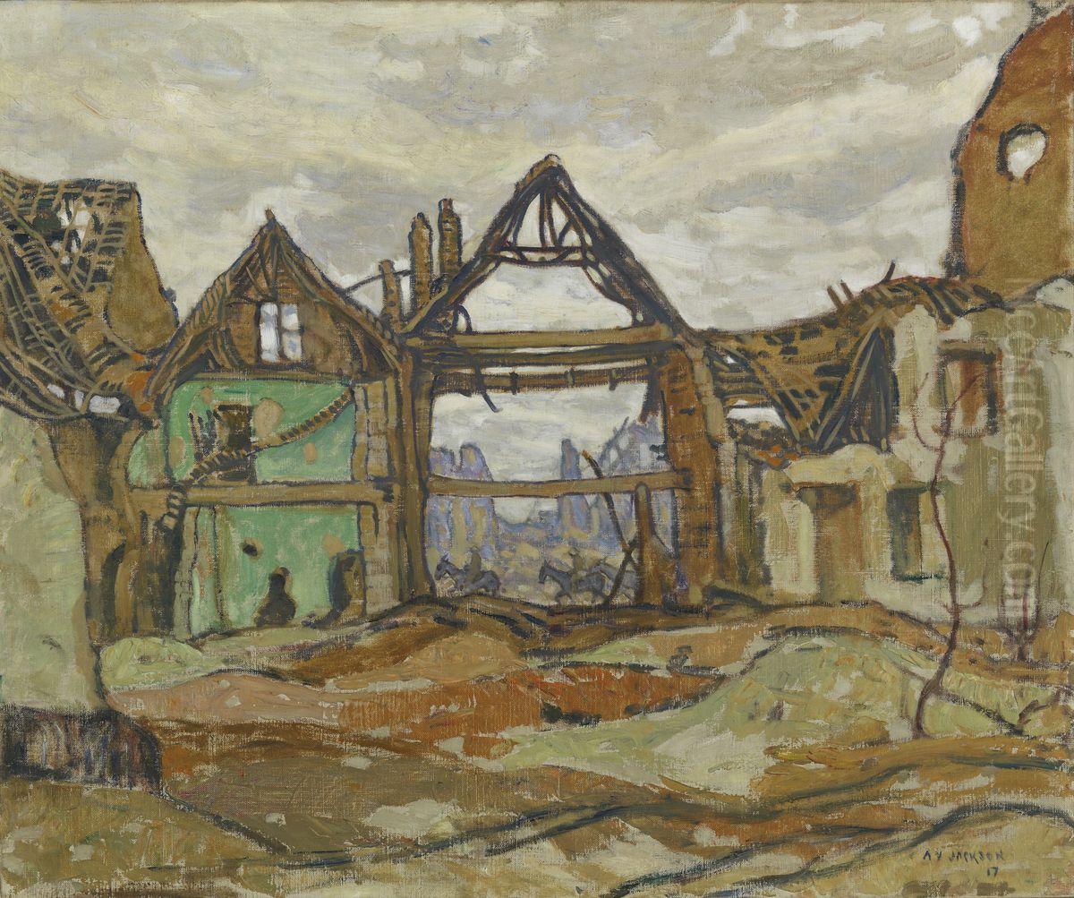 House of Ypres Oil Painting by A. Y. Jackson