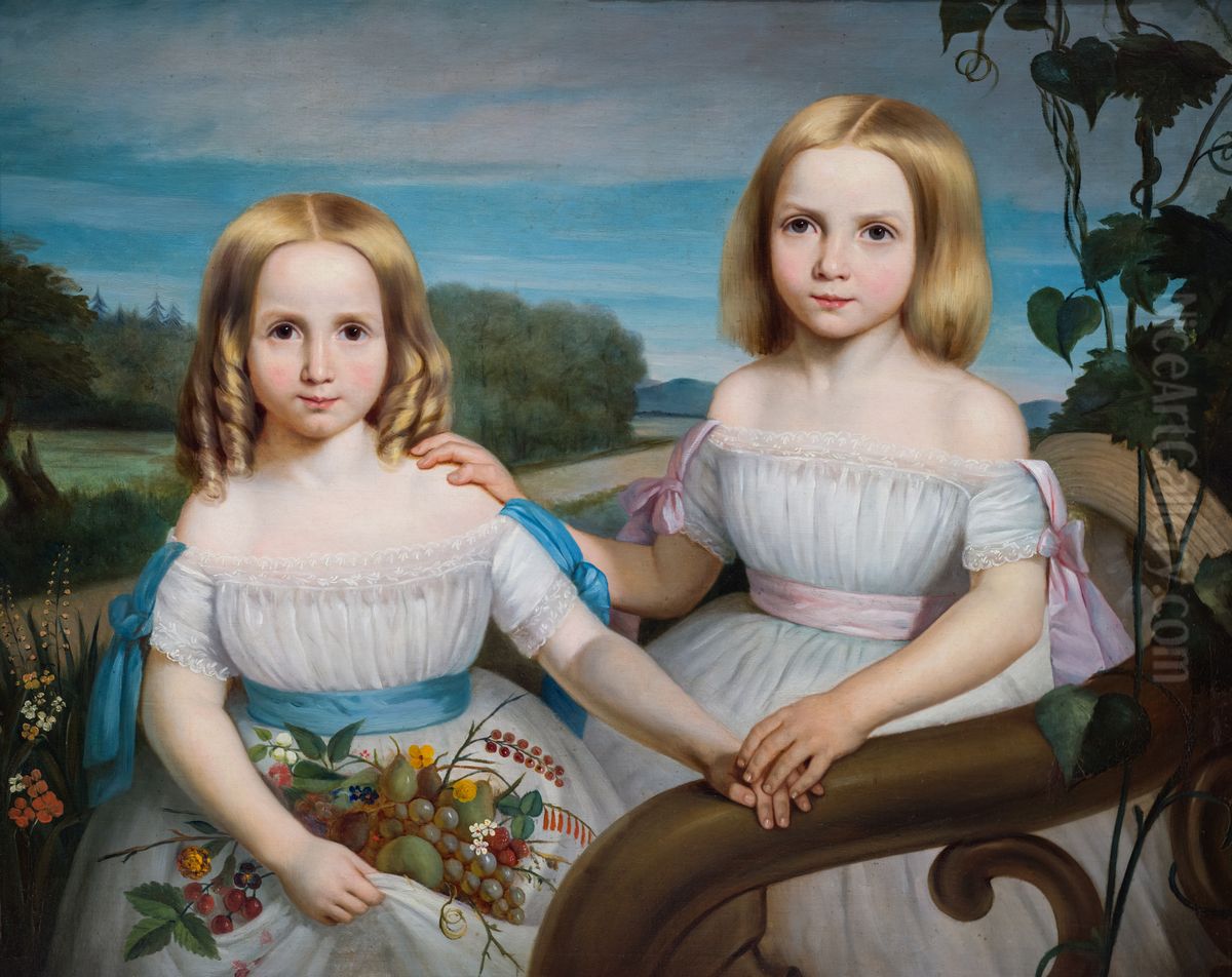 Olympe and Flore Chauveau Oil Painting by Theophile Hamel