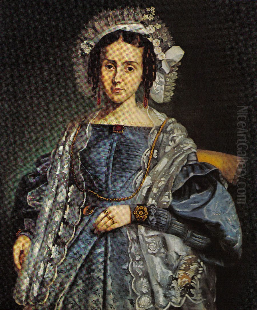 Madame Joseph Laurin, nee Marie-Louise Dalaire Oil Painting by Antoine Plamondon
