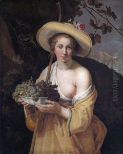 Shepherdess with bowl of grapes Shepherdess with bowl of grapes