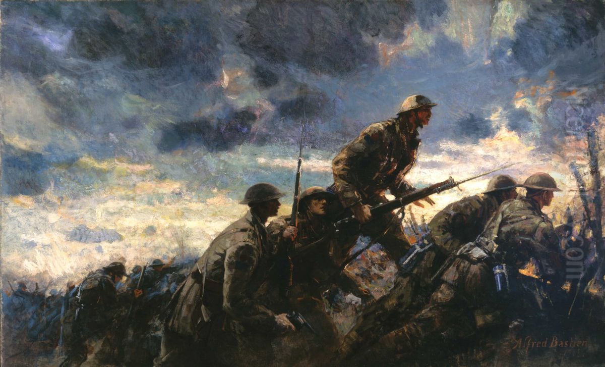 Over the Top, Neuville-Vitasse (oil painting) Oil Painting by Alfred Bastien