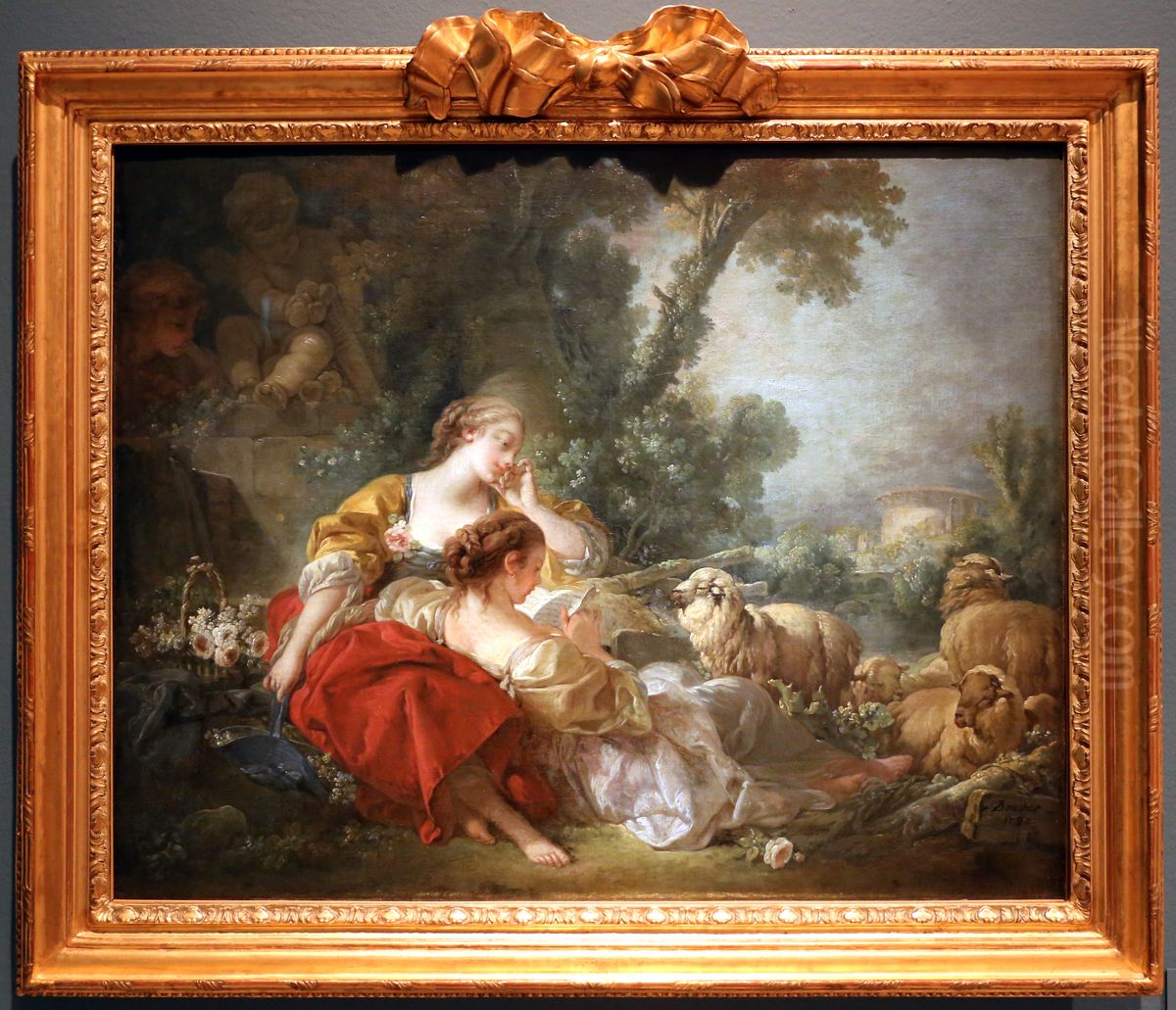 Zwei Schaferinnen Oil Painting by Francois Boucher