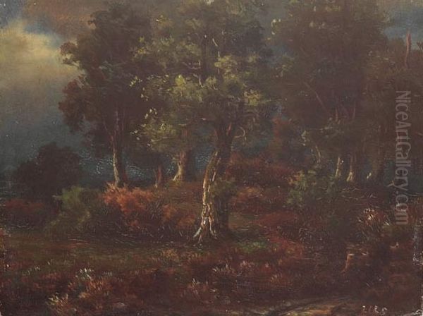 Skogsstudie Oil Painting by Lars Hertervig