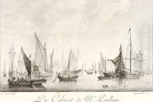 A Calm Sea with several vessels under sail