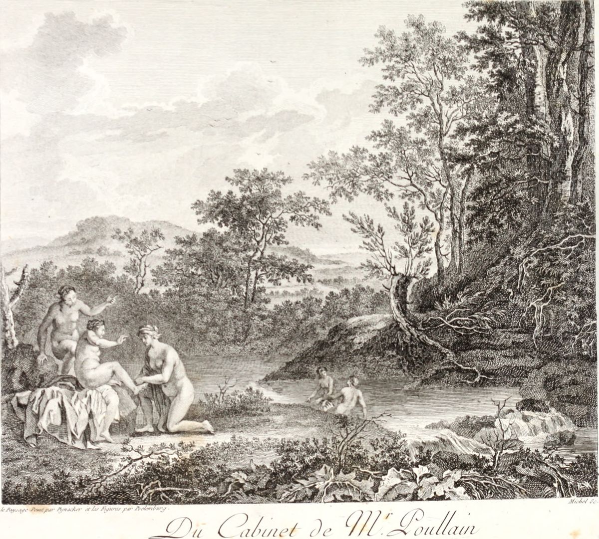 Bathing nymphs Oil Painting by Jean Baptiste Michel