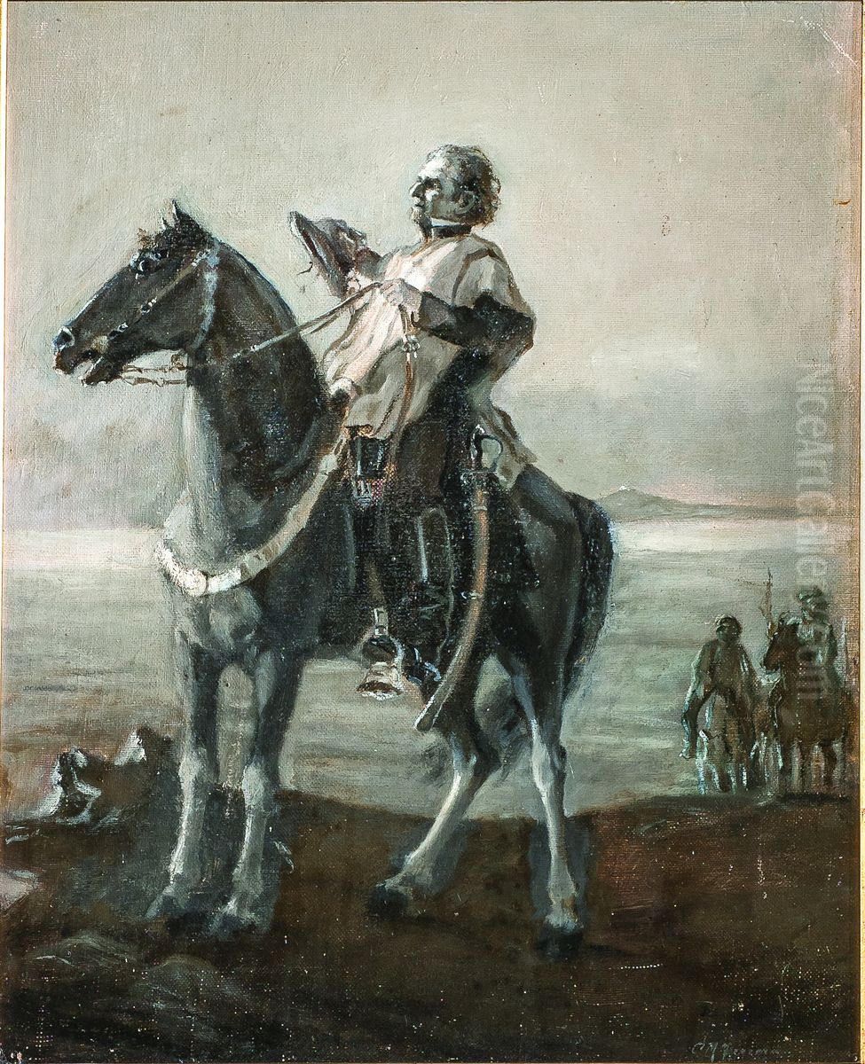 Artigas frente a Montevideo, boceto a escala reducida Oil Painting by Carlos Maria Herrera