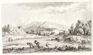 Three Fishermen in a Mountainous River Landscape