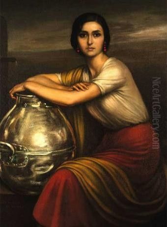 La Fuensanta Oil Painting by Julio Romero De Torres