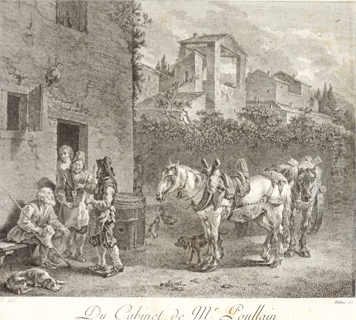 Meeting of Friends at an Inn Oil Painting by Charles Emmanuel Patas