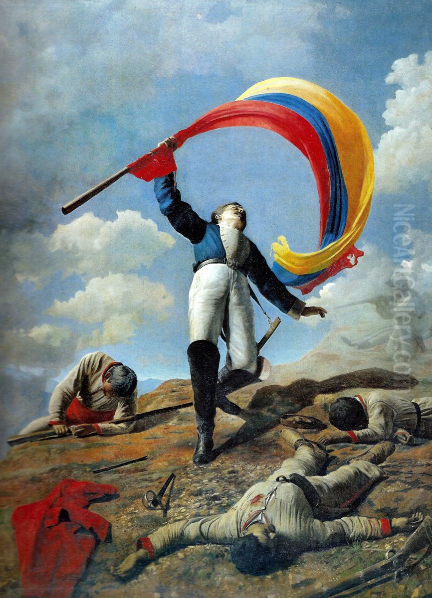 The Death of Girardot in Barbula Oil Painting by Cristobal Rojas