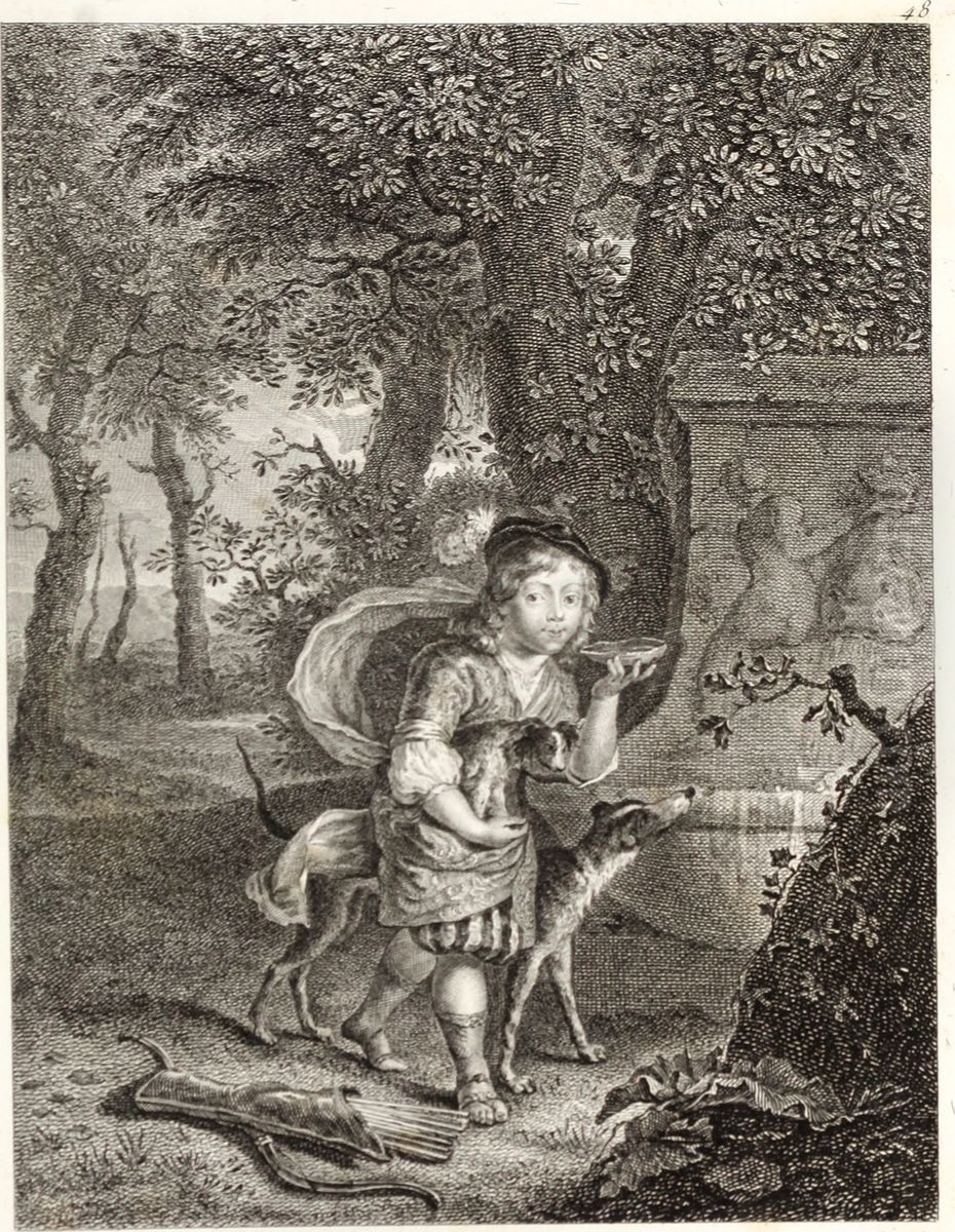 Young boy with dogs Oil Painting by Charles Emmanuel Patas