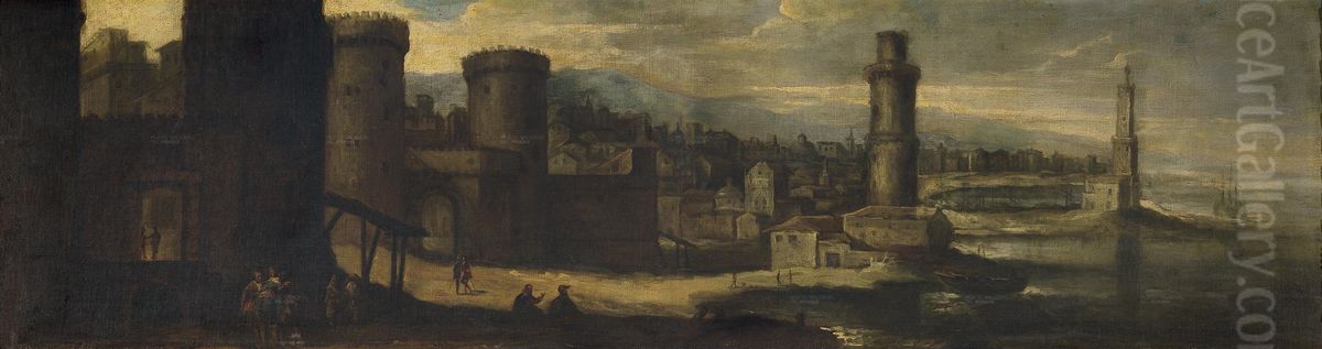 A fortified gate Oil Painting by Benito Manuel Aguero