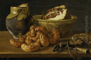 Still Life with Sausages Ham and Vessels