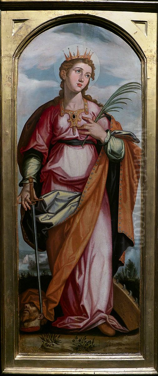 Santa Catalina Oil Painting by Francisco Pacheco