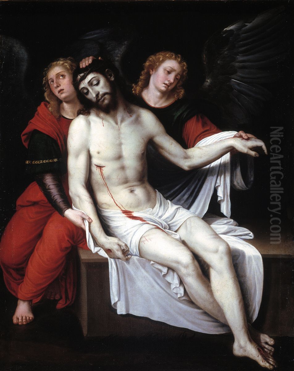 Cristo muerto sostenido por dos angeles Oil Painting by Francesc Ribalta