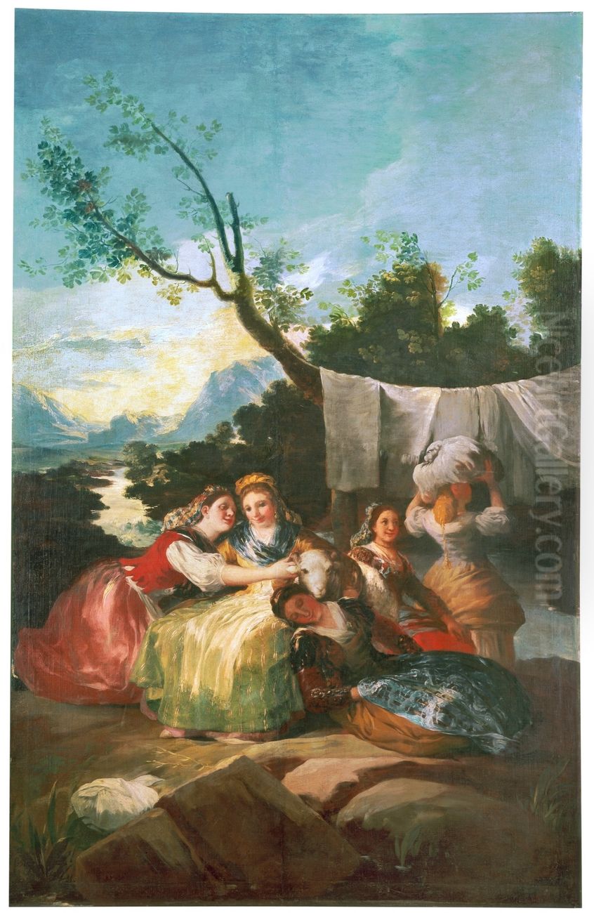 Las lavanderas Oil Painting by Francisco Goya Fuendetodos