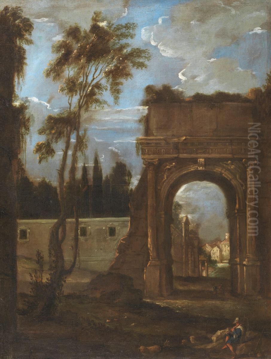 El Arco de Tito en Roma Oil Painting by Juan Bautista Martinez del Mazo