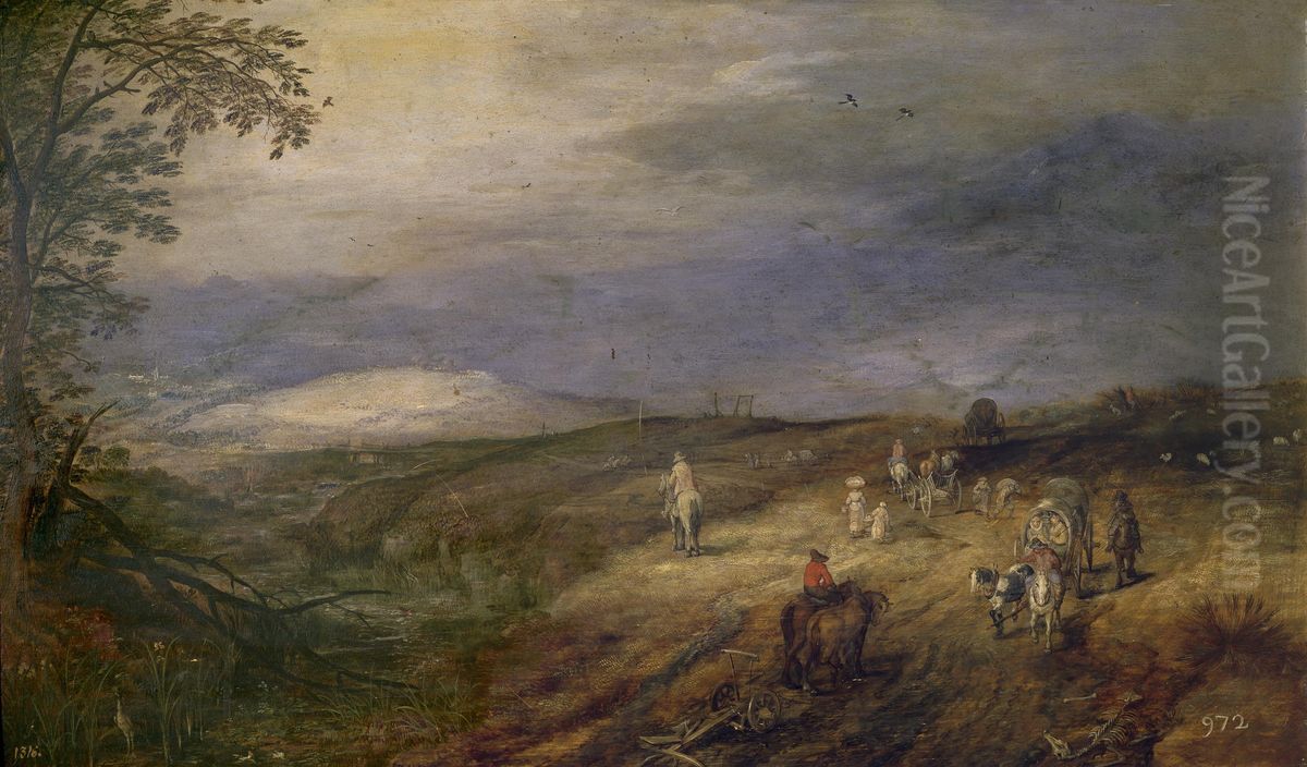 Forest Road Oil Painting by Jan Brughel