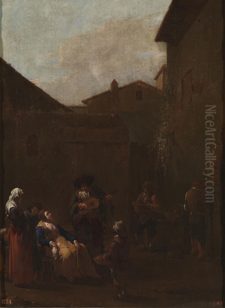 The vihuela player Oil Painting by Jan Miel