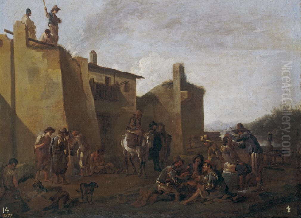 Popular scene Oil Painting by Jan Miel
