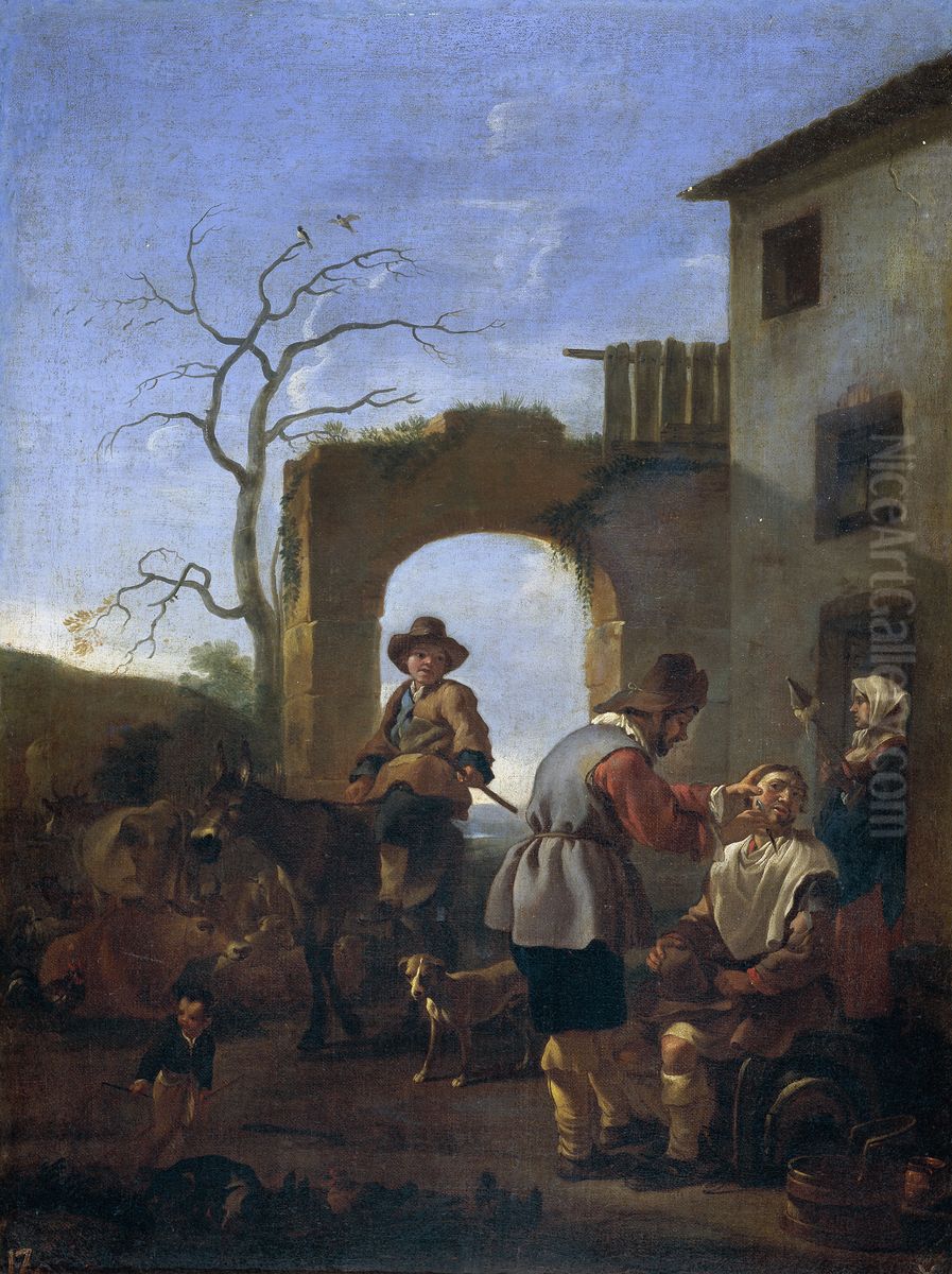 The local barber Oil Painting by Jan Miel