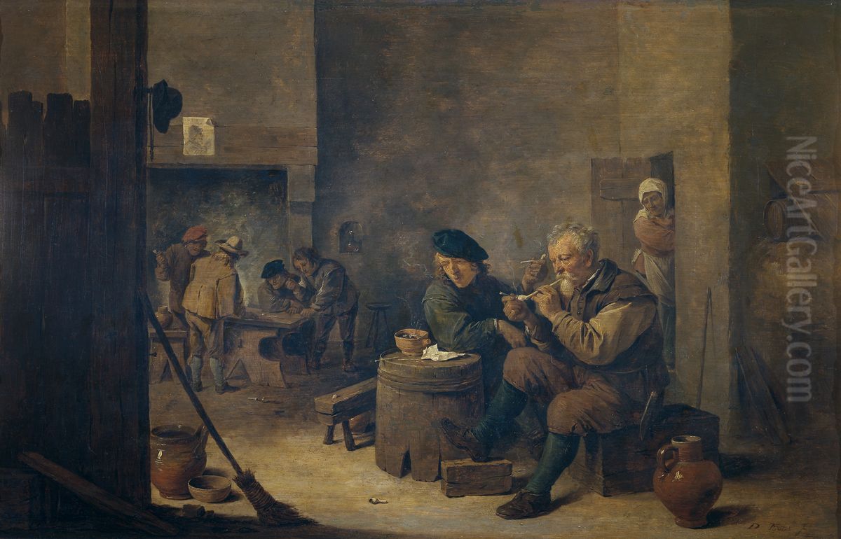 Fumadores Oil Painting by David Teniers the Younger