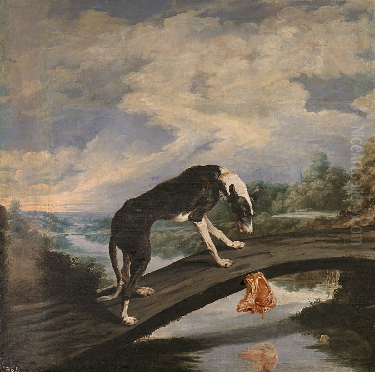 Fable of the dog and its reflection Oil Painting by Paul de Vos