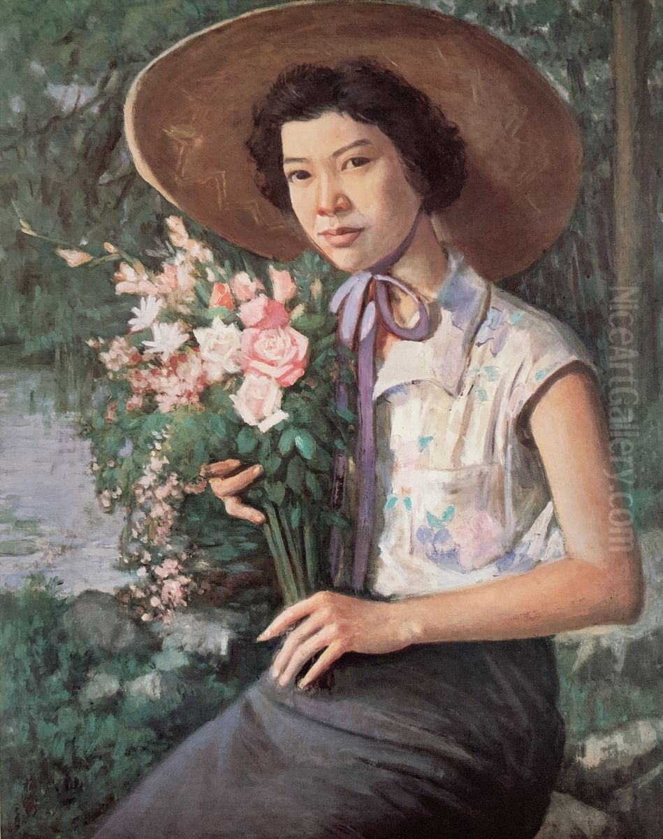 Mid Summer Oil Painting by Li Mei-shu