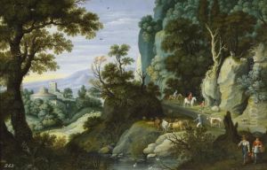 Riverlandscape with cattle herders