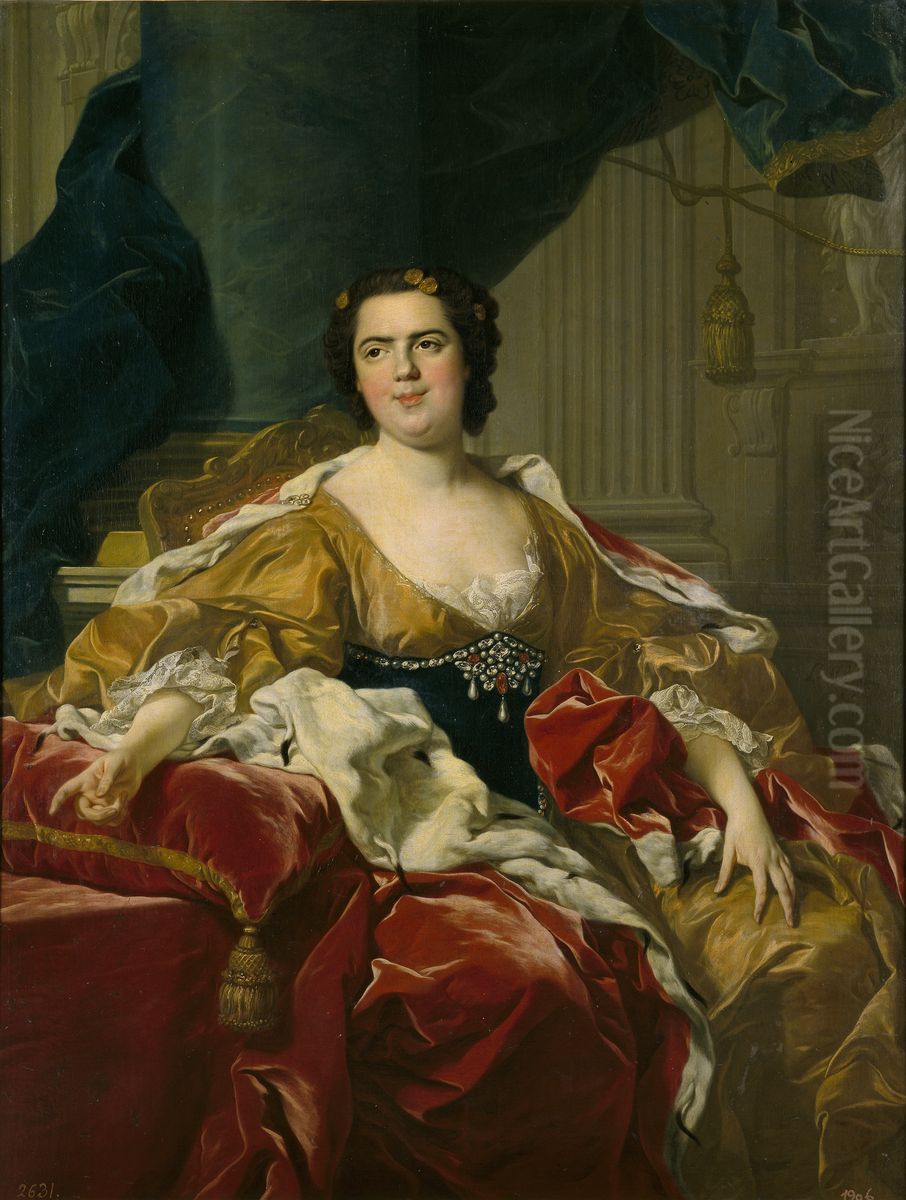 <<Luisa Isabel de Borbon, mujer de don Felipe de Parma>> Oil Painting by Louis-Michel Van Loo