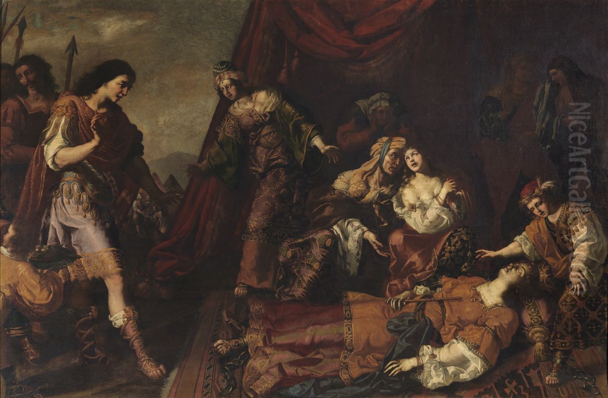 Masinisa llorando la muerte de Sofonisba (?) Oil Painting by Paolo Domenico Finoglia