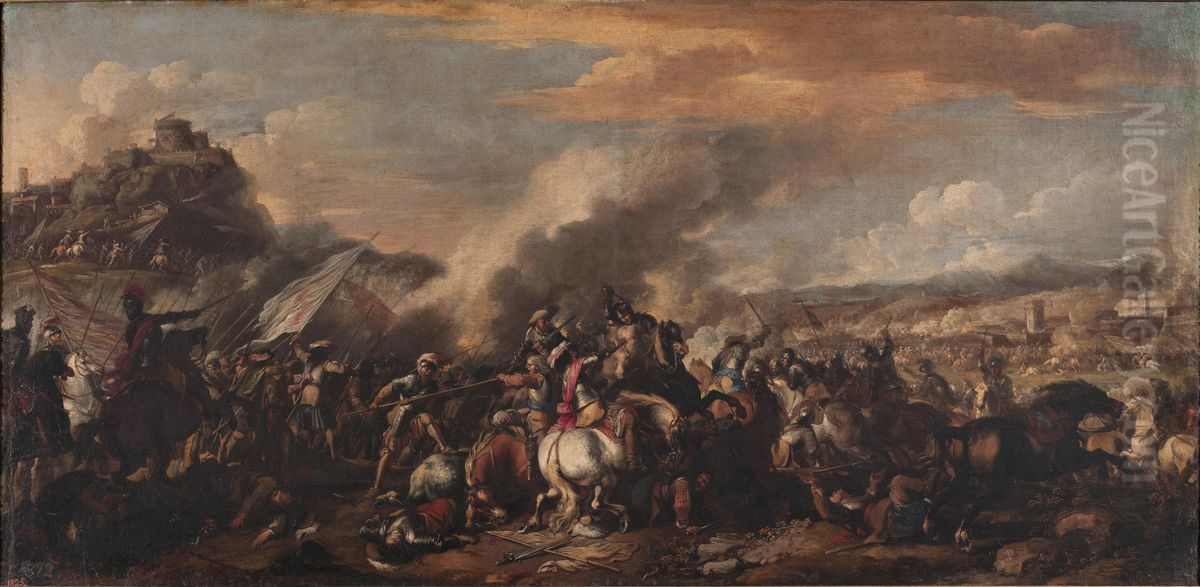 Fight for possession of a fortress Oil Painting by Jacques Courtois