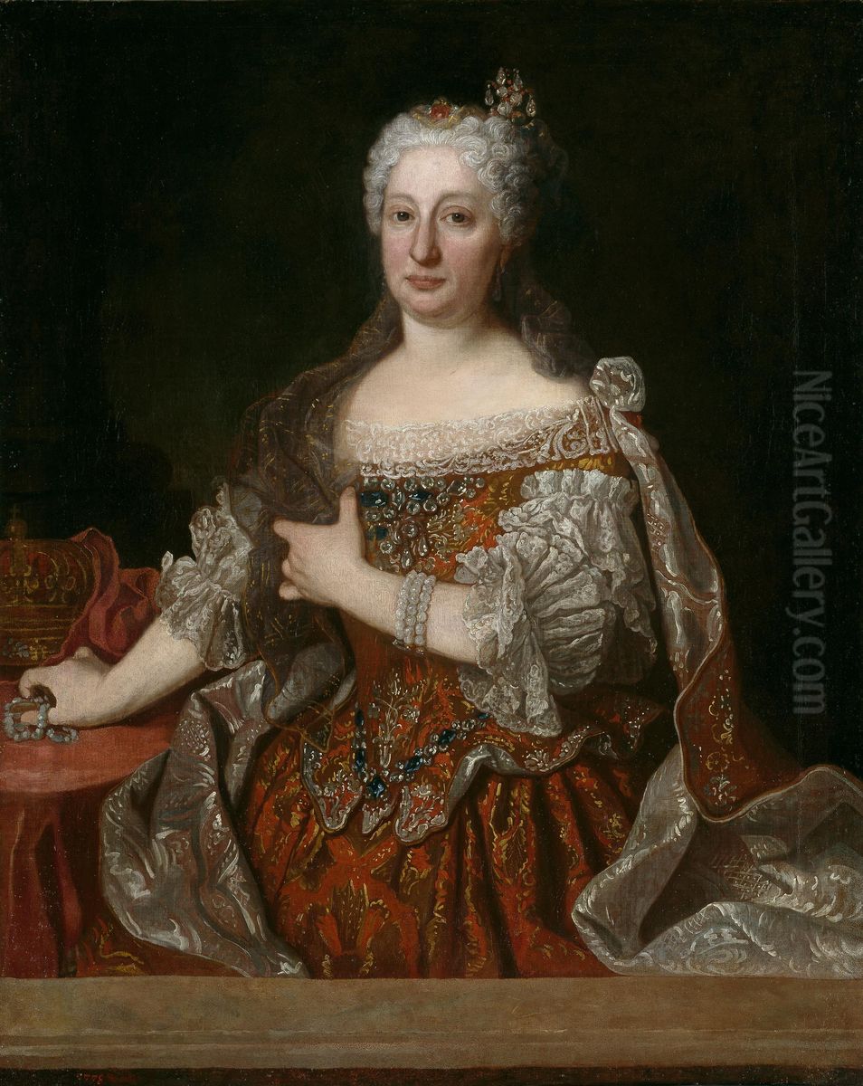 Maria Ana de Austria reina de Portugal Oil Painting by Jean Ranc