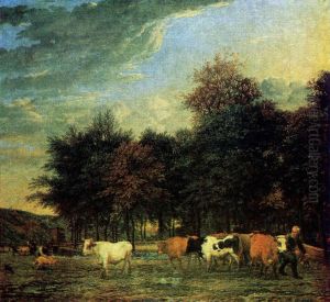 Landscape with a herd of cattle