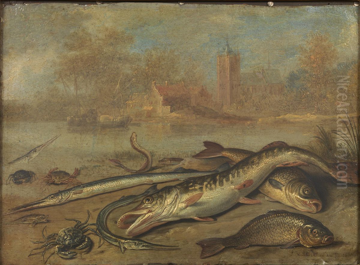 Fish and landscape Oil Painting by Jan van Kessel the Elder